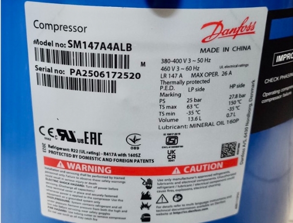 Máy nén sm147a4alb-máy nén xoắn ốc danfoss