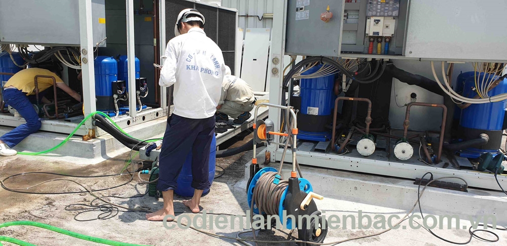 Tẩy cặn Chiller tại Khu công nghiệp Tràng Duệ