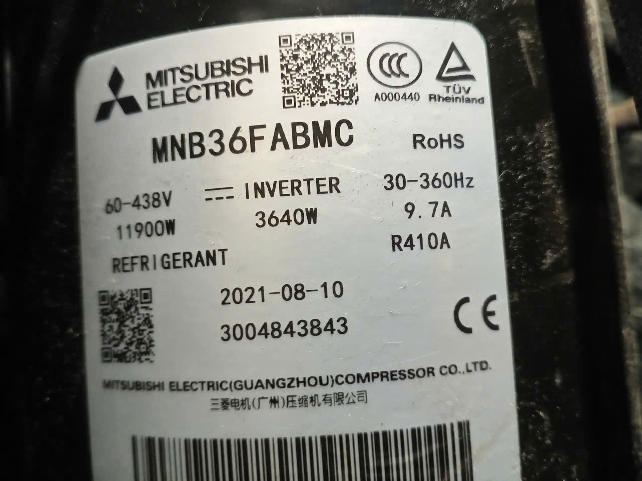 Máy nén mnb36fabmc- Máy nén biến tần mitsubishi
